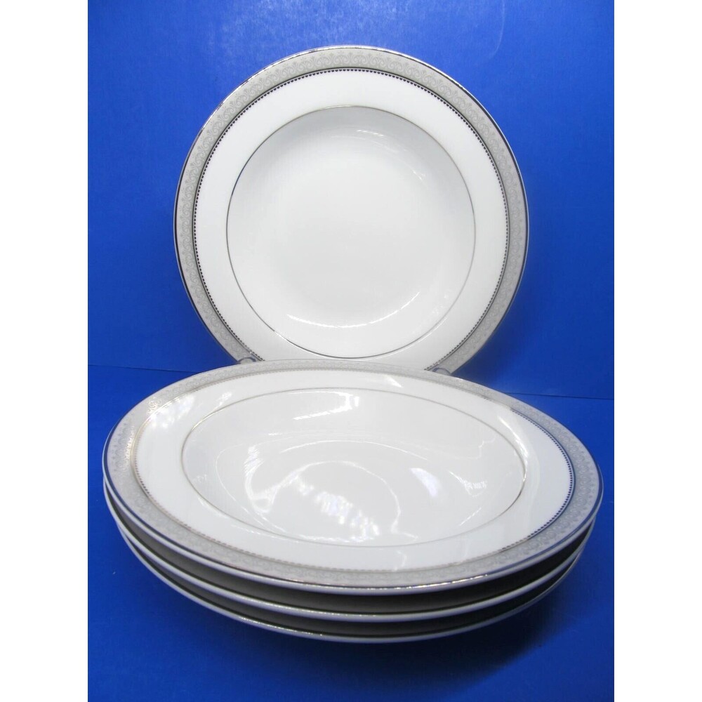 Mikasa Platinum Crown 8 3/8" Rimmed Soup Bowls Set of 4